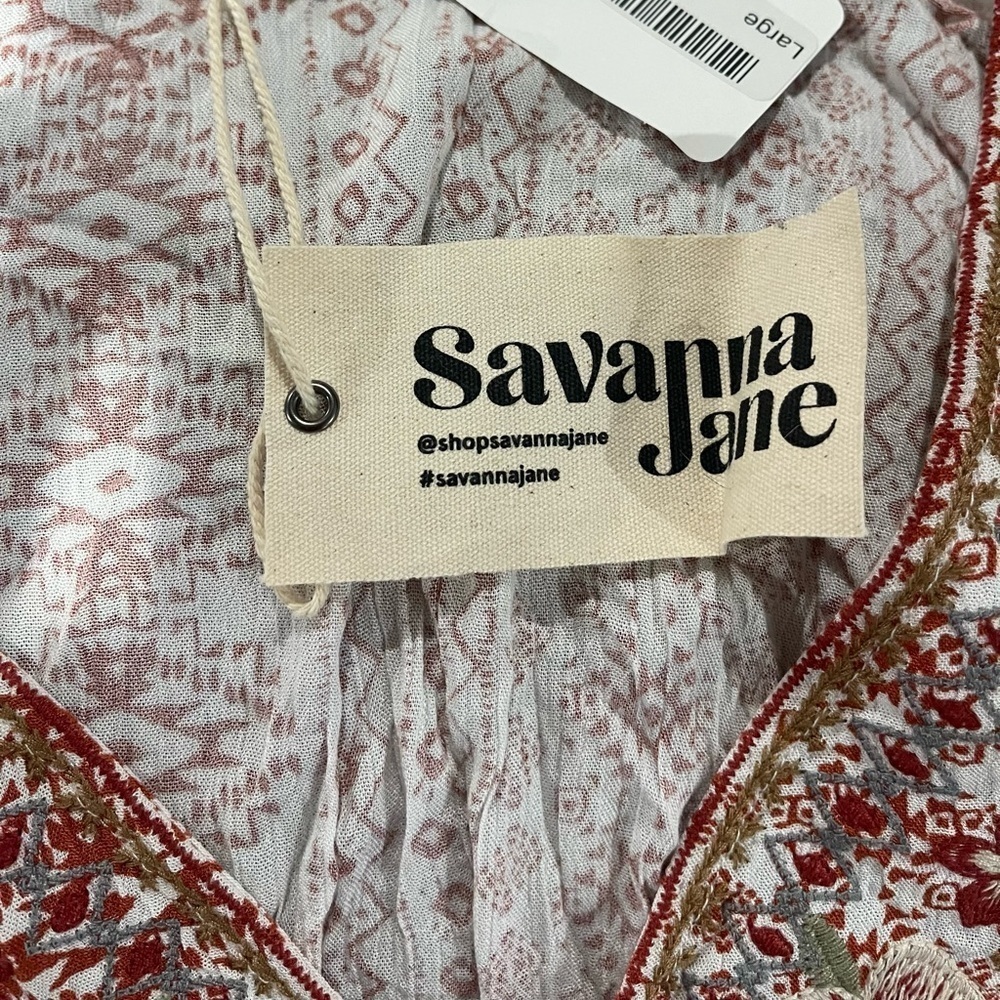 Savanna Jane Bohemian Floral Embroidered Peasant Blouse Size L NWT - Picture 6 of 7